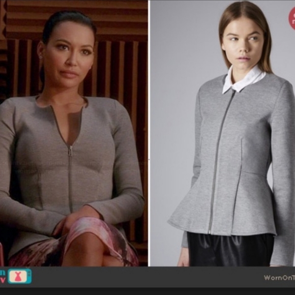 Topshop Tops - Topshop grey zippered Peplum top